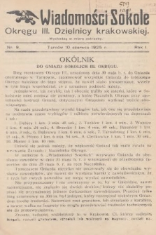 Wiadomości Sokole Okręgu III. Dzielnicy Krakowskiej. 1925, nr 9