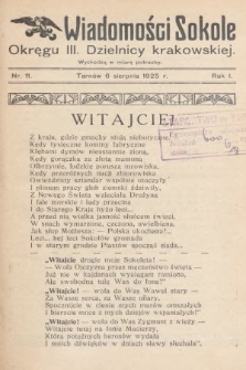 Wiadomości Sokole Okręgu III. Dzielnicy Krakowskiej. 1925, nr 11