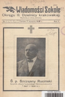 Wiadomości Sokole Okręgu III. Dzielnicy Krakowskiej. 1926, nr 1
