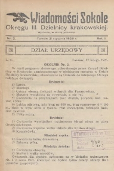 Wiadomości Sokole Okręgu III. Dzielnicy Krakowskiej. 1926, nr 2