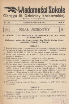 Wiadomości Sokole Okręgu III. Dzielnicy Krakowskiej. 1926, nr 3