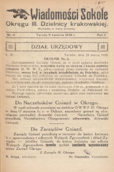 Wiadomości Sokole Okręgu III. Dzielnicy Krakowskiej. 1926, nr 4