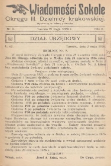 Wiadomości Sokole Okręgu III. Dzielnicy Krakowskiej. 1926, nr 5