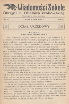 Wiadomości Sokole Okręgu III. Dzielnicy Krakowskiej. 1926, nr 9