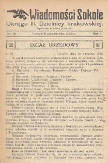 Wiadomości Sokole Okręgu III. Dzielnicy Krakowskiej. 1926, nr 16