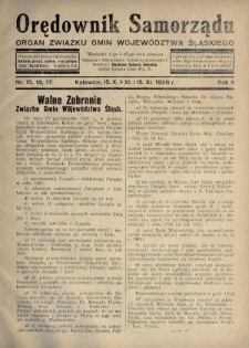 Orędownik Samorządu : organ Związku Gmin Województwa Śląskiego. 1926, nr 15-17