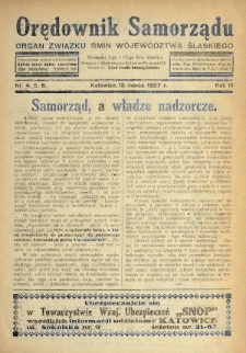 Orędownik Samorządu : organ Związku Gmin Województwa Śląskiego. 1927, nr 4-6