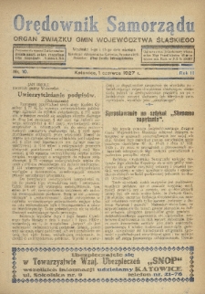 Orędownik Samorządu : organ Związku Gmin Województwa Śląskiego. 1927, nr 10