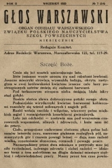 Głos Warszawski : organ Oddziału Warszawskiego Związku Polskiego Nauczycielstwa Szkół Powszechnych. R. 2, 1929, nr 7