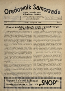 Orędownik Samorządu : organ Związku Gmin Województwa Śląskiego. 1929, nr 2