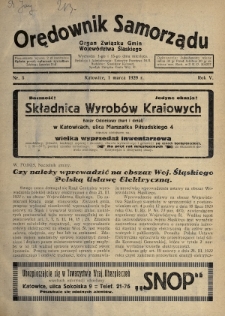 Orędownik Samorządu : organ Związku Gmin Województwa Śląskiego. 1929, nr 5