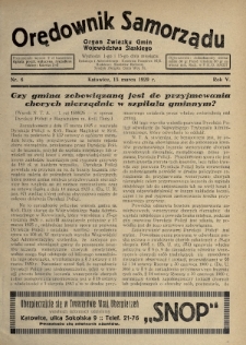 Orędownik Samorządu : organ Związku Gmin Województwa Śląskiego. 1929, nr 6
