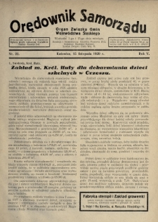 Orędownik Samorządu : organ Związku Gmin Województwa Śląskiego. 1929, nr 22