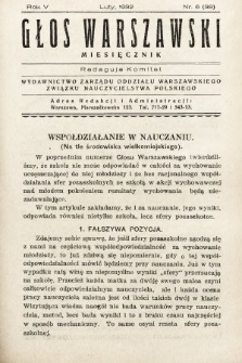Głos Warszawski : Wydawnictwo Zarządu Oddziału Warszawskiego Związku Nauczycielstwa Polskiego. R. 5, 1932, nr 6