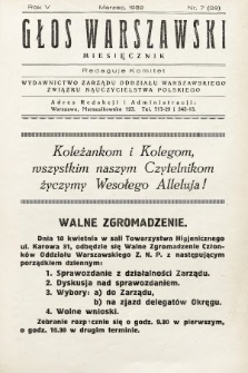 Głos Warszawski : Wydawnictwo Zarządu Oddziału Warszawskiego Związku Nauczycielstwa Polskiego. R. 5, 1932, nr 7