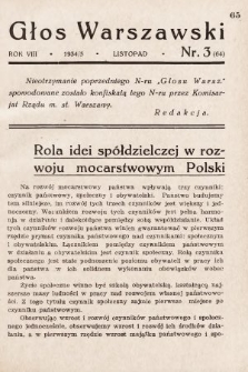 Głos Warszawski : organ Zarządu Oddziału m. st. Warszawy Związku Nauczycielstwa Polskiego. R. 8, 1934, nr 3