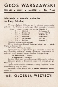 Głos Warszawski : organ Zarządu Oddziału m. st. Warszawy Związku Nauczycielstwa Polskiego. R. 8, 1935, nr 7