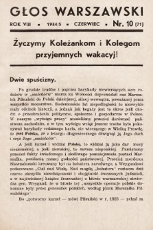 Głos Warszawski : organ Zarządu Oddziału m. st. Warszawy Związku Nauczycielstwa Polskiego. R. 8, 1935, nr 10