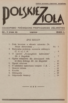 Polskie Zioła : czasopismo poświęcone propagandzie zielarstwa. 1935, nr 7