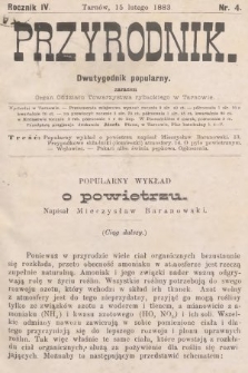 Przyrodnik : dwutygodnik popularny zarazem organ Oddziału Towarzystwa rybackiego w Tarnowie. R. 4, 1883, nr 4