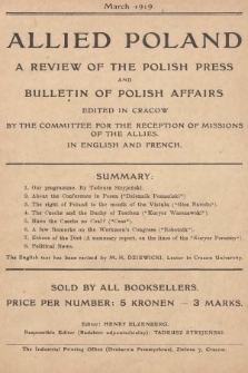 Allied Poland : a review of the Polish press and bulletin of Polish affairs. 1919, nr [1]