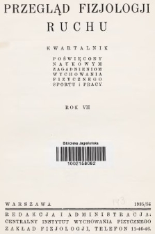 Przegląd Fizjologji Ruchu : kwartalnik poświęcony naukowym zagadnieniom wychowania fizycznego, sportu i pracy : organ Rady Naukowej W. F. R. 7, 1935/1936, indeksy