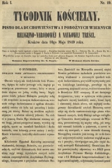 Tygodnik Kościelny : pismo dla duchowieństwa i pobożnych wiernych religijno-narodowéj a naukowéj treści. R. 1, 1849, nr 19