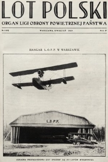 Lot Polski : czasopismo Ligi Obrony Powietrznej Państwa : miesięcznik poświęcony sprawom żeglugi powietrznej. R. 4, 1926, nr 4 (współwydany: Biuletyn Ligi Obrony Powietrznej Państwa nr 16)
