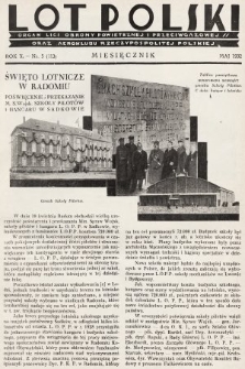 Lot Polski : organ Ligi Obrony Powietrznej i Przeciwgazowej oraz Aeroklubu Rzeczypospolitej Polskiej. R. 10, 1932, nr 5 (współwydany: Biuletyn/Aeroklub Rzeczypospolitej Polskiej nr 5; współwydany: Biuletyn/Liga Obrony Powietrznej i Przeciwgazowej nr 5)