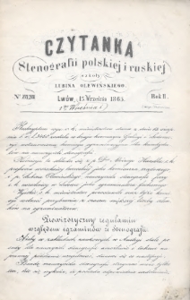 Czytanka Stenografii Polskiéj i Ruskiéj Szkoły Lubina Olewińskiego. 1865, nr 17-18