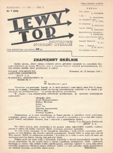 Lewy Tor : dwutygodnik społeczno-literacki. 1936, nr 7