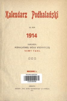 Kalendarz Podhalański Na Rok 1914