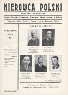 Kierowca Polski : miesięcznik automobilowy : organ Związku Zawodow. Szoferów i Mech. Autom. w Polsce. 1938, nr 10