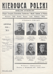 Kierowca Polski : miesięcznik automobilowy : organ Związku Zawodow. Szoferów i Mech. Autom. w Polsce. 1938, nr 11
