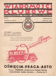 Wiadomości Klubowe Krakowskiego Klubu Automobilowego. 1932, nr 22