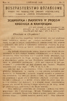 Duszpasterstwo Różańcowe : Nauki na miesięczne zmiany różańcowe : dodatek do „Gościa Różańcowego”. 1937, nr 11