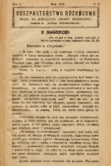 Duszpasterstwo Różańcowe : Nauki na miesięczne zmiany różańcowe : dodatek do „Gościa Różańcowego”. 1938, nr 5