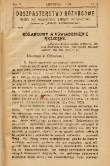 Duszpasterstwo Różańcowe : Nauki na miesięczne zmiany różańcowe : dodatek do „Gościa Różańcowego”. 1938, nr 11