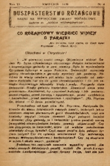 Duszpasterstwo Różańcowe : Nauki na miesięczne zmiany różańcowe : dodatek do „Gościa Różańcowego”. 1939, nr 4