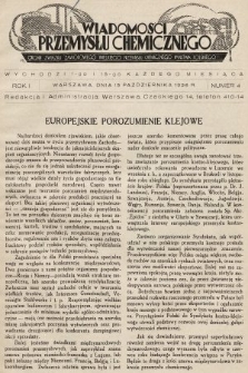 Wiadomości Przemysłu Chemicznego : organ Związku Zawodowego Wielkiego Przemysłu Chemicznego Państwa Polskiego. R. 1, 1926, nr 4