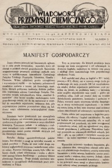 Wiadomości Przemysłu Chemicznego : organ Związku Zawodowego Wielkiego Przemysłu Chemicznego Państwa Polskiego. R. 1, 1926, nr 5