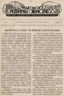 Wiadomości Przemysłu Chemicznego : organ Związku Zawodowego Wielkiego Przemysłu Chemicznego Państwa Polskiego. R. 1, 1926, nr 6
