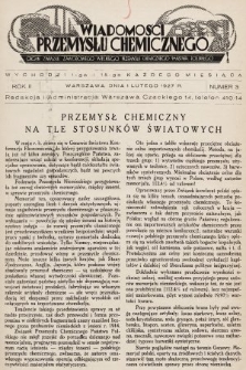 Wiadomości Przemysłu Chemicznego : organ Związku Zawodowego Wielkiego Przemysłu Chemicznego Państwa Polskiego. R. 2, 1927, nr 3