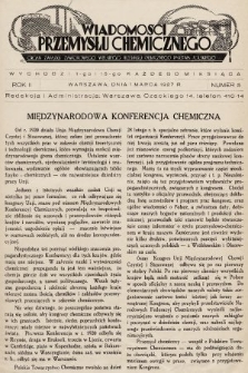 Wiadomości Przemysłu Chemicznego : organ Związku Zawodowego Wielkiego Przemysłu Chemicznego Państwa Polskiego. R. 2, 1927, nr 5