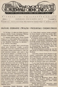 Wiadomości Przemysłu Chemicznego : organ Związku Zawodowego Wielkiego Przemysłu Chemicznego Państwa Polskiego. R. 2, 1927, nr 6