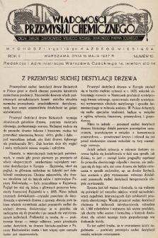 Wiadomości Przemysłu Chemicznego : organ Związku Zawodowego Wielkiego Przemysłu Chemicznego Państwa Polskiego. R. 2, 1927, nr 10