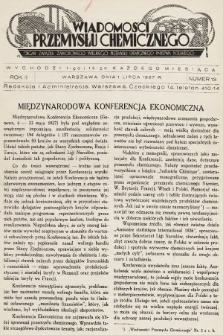 Wiadomości Przemysłu Chemicznego : organ Związku Zawodowego Wielkiego Przemysłu Chemicznego Państwa Polskiego. R. 2, 1927, nr 13
