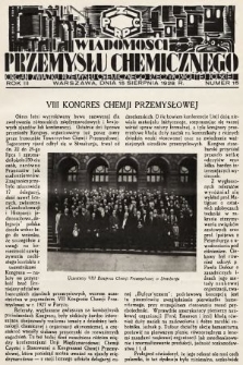 Wiadomości Przemysłu Chemicznego : organ Związku Przemysłu Chemicznego Rzeczypospolitej Polskiej. R. 3, 1928, nr 16