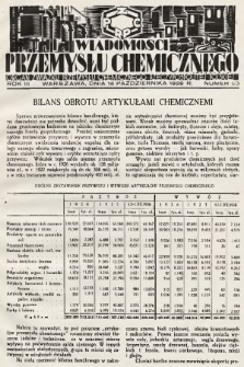 Wiadomości Przemysłu Chemicznego : organ Związku Przemysłu Chemicznego Rzeczypospolitej Polskiej. R. 3, 1928, nr 20