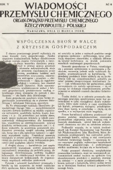 Wiadomości Przemysłu Chemicznego : organ Związku Przemysłu Chemicznego Rzeczypospolitej Polskiej. R. 5, 1930, nr 6